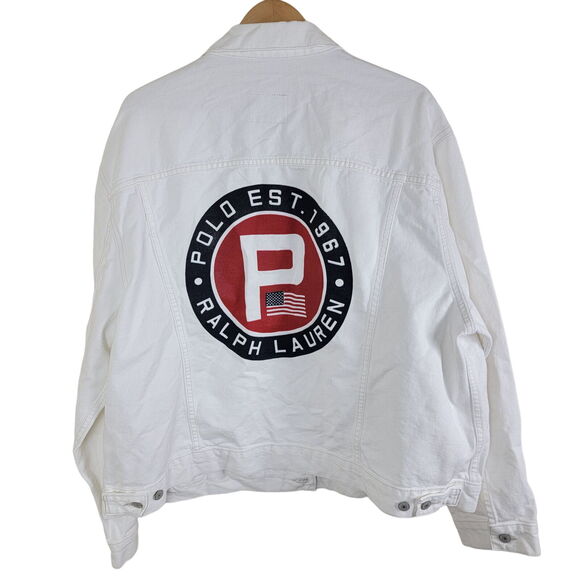 Polo Ralph Lauren Circle P Patch Denim Jacket size Big 2X Yacht Club Challenge - Picture 1 of 13